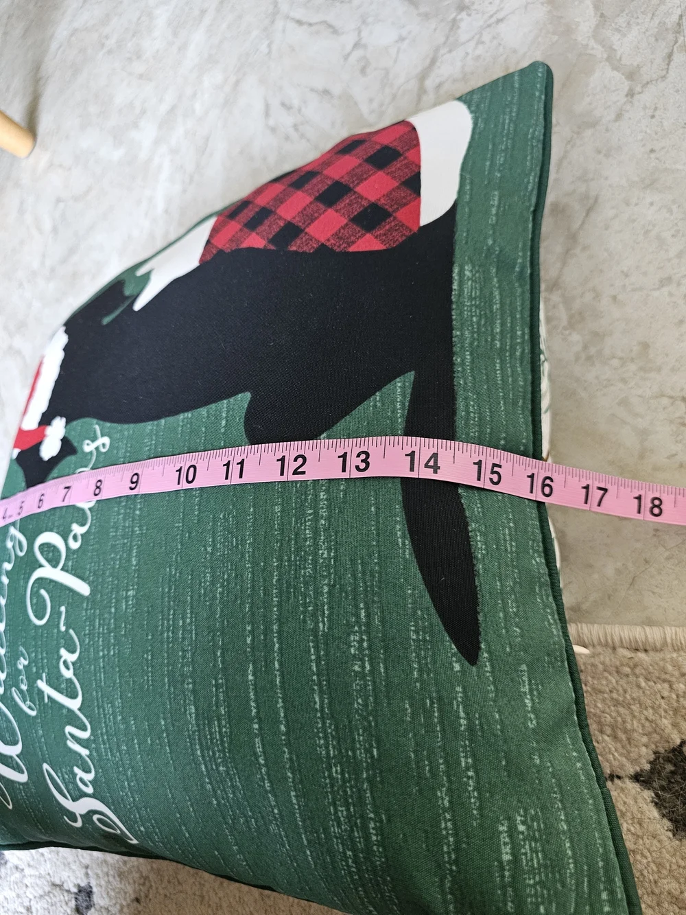 Holiday Pet Pillow Cover - Green Plaid Christmas Design